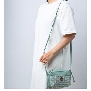 Fossil Brennan Camera Bag Sage Green Jacquard Crossbody